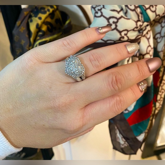 Judith Ripka Diamondique Sterling Silver Heart Shaped Ring- size 6.5 - Picture 3 of 5